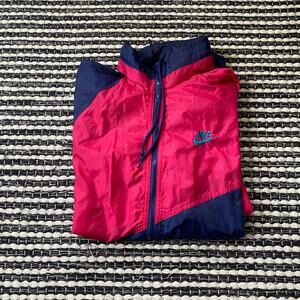 🌿Nike Mens Vintage 90s Color Block Zip Pocket Hood Windbreaker Jacket L